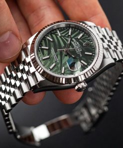 Rolex Datejust 36 Fluted ‘Olive-Green Palm Motif’ Dial Jubilee