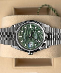 Rolex Datejust 36 Fluted ‘Olive-Green Palm Motif’ Dial Jubilee