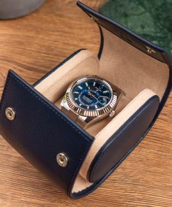 Blue Saffiano Watch Roll – One Watch