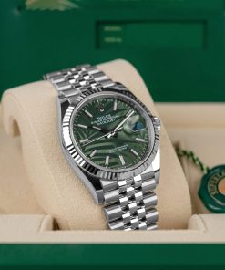 Rolex Datejust 36 Fluted ‘Olive-Green Palm Motif’ Dial Jubilee