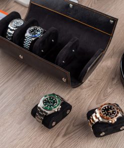 Black Saffiano Watch Roll – Four Watches