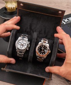 Black Saffiano Watch Roll – Two Watches