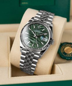 Rolex Datejust 36 Fluted ‘Olive-Green Palm Motif’ Dial Jubilee